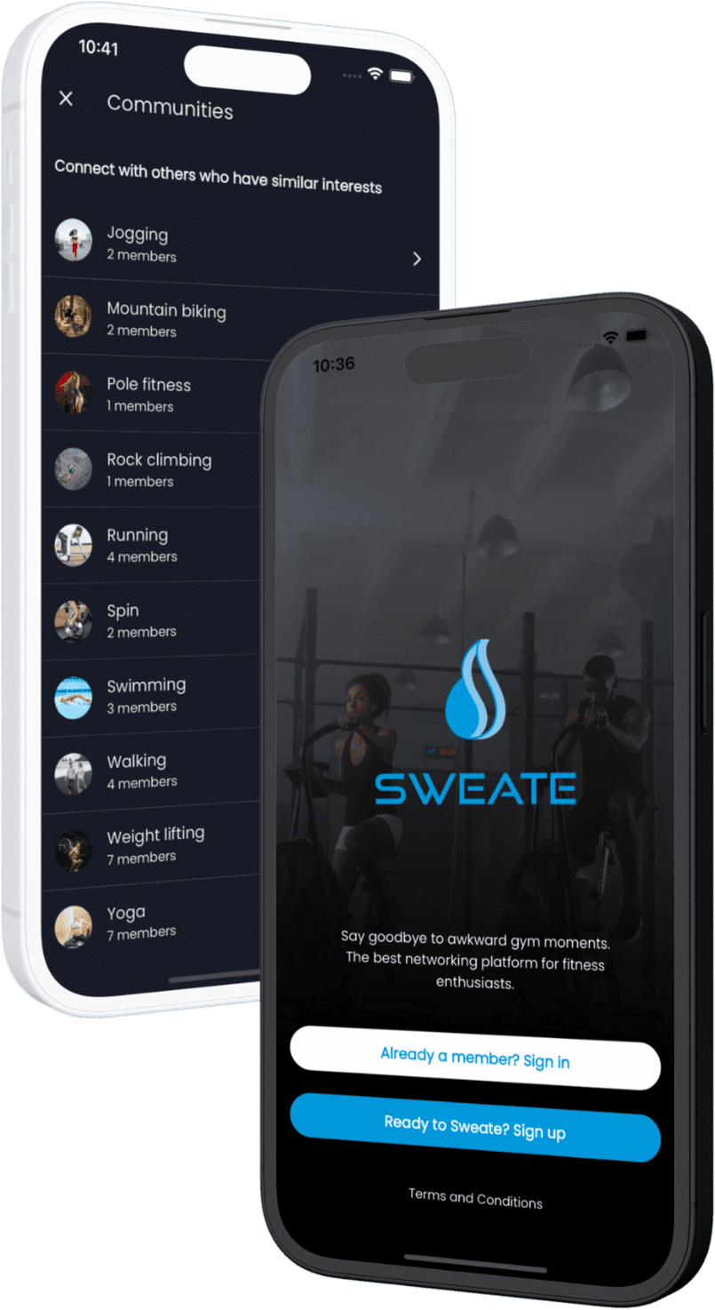Sweate App screenshots